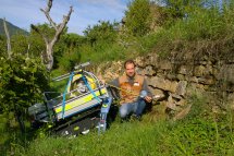 Grillo Dumper 507 in Alpago (BL) fitted with a special equipment for the survey and mapping of tunnels difficult to access.