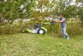 If necessary the cutter deck's front aperture will lift up automatically when entering high vegetation without crushing in down. 